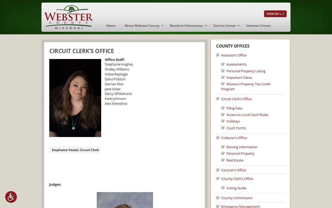 Webster County arrest court record and Circuit Clerk contact page