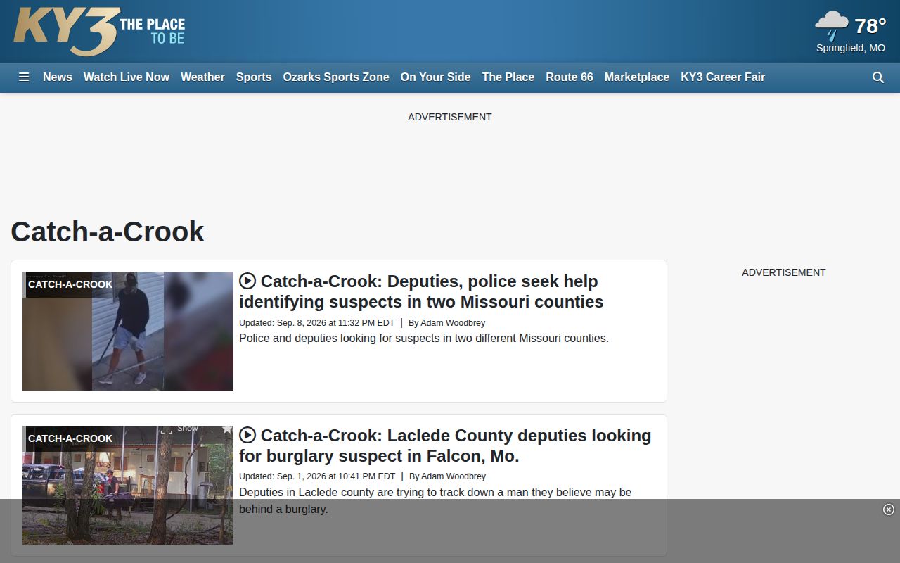 KY3 Crime section with regional event reporting