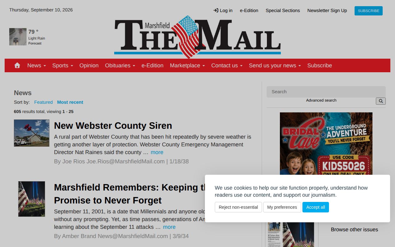 Webster County recent arrest and court news source page